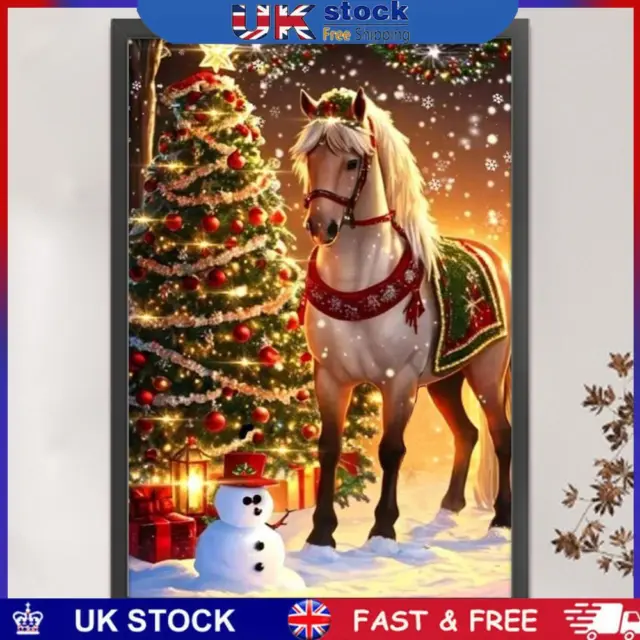 Full Embroidery Cotton Thread 11CT Printed Christmas Horse Cross Stitch 40x60cm