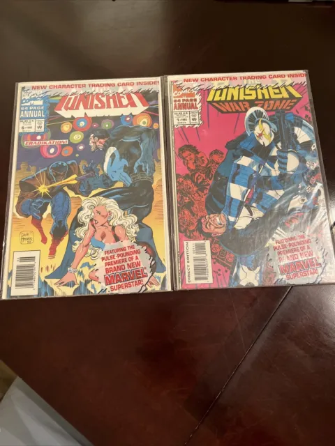 Lot 2 Punisher War Zone Annual #1 & 6 Marvel Comics 1993 Sealed w/ Trading Card