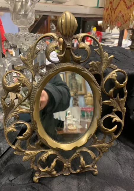 Specchio specchiera da tavolo con cornice ovale dorata STILE ROCOCO' BAROC