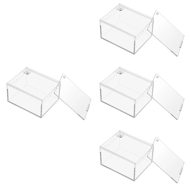 4x Reptile Containers Snail Terrarium Breeding Box Acrylic Box with Lid