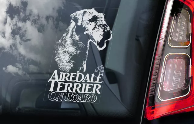 AIREDALE TERRIER Car Sticker, Waterside Dog Window Bumper Sign Decal Gift - V02