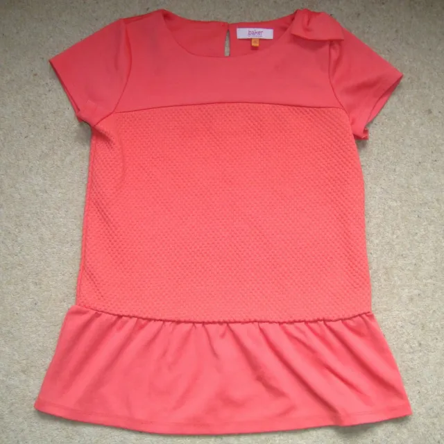 Girl's TED BAKER Peach Top 12-13 Yrs Bow Pink Dress Blouse Bow Shoulder