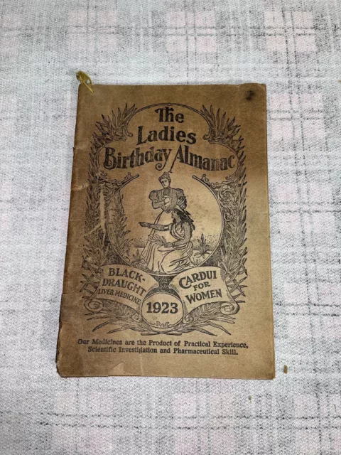 Vintage Ladies Birthday Almanac 1923 Cardui - Canton Cut Rate Drug Co ILL IL