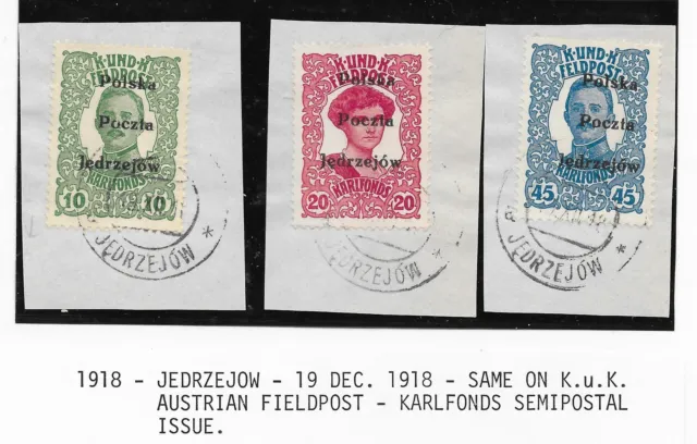 Poland stamps 1918 JEDRZEJOW KuK stamps ovpt POLSKA POCZTA JEDRZEJOW
