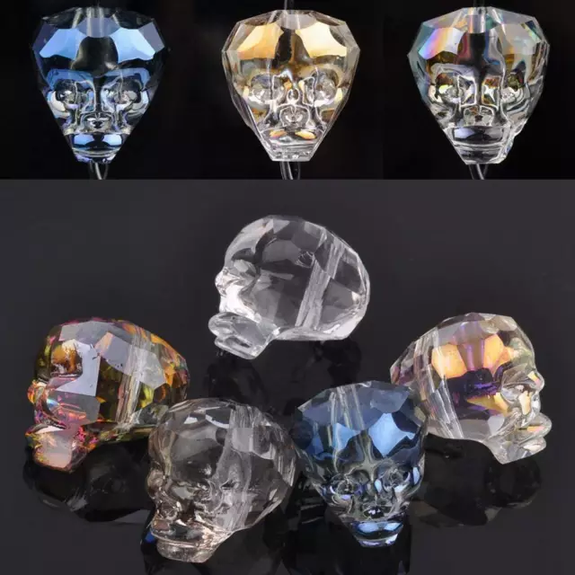 5pcs 14mm Skull Head Faceted Crystal Glass Charm Loose Beads for Jewelry Making