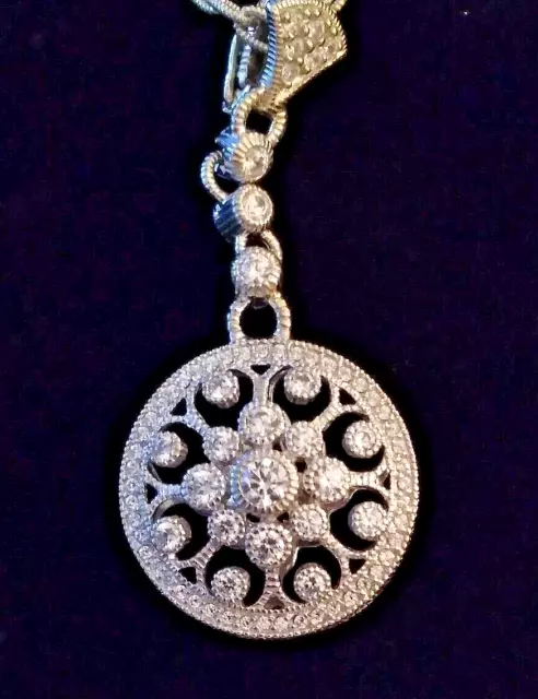 JUDITH RIPKA Sterling Silver ROUND DROP PENDANT  CZ 925