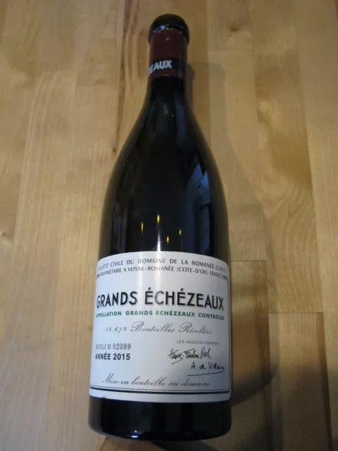 2015 DRC GRANDS ECHEZEAUX  / No Cork / Empty  Bottle / Domaine Romanee Conti