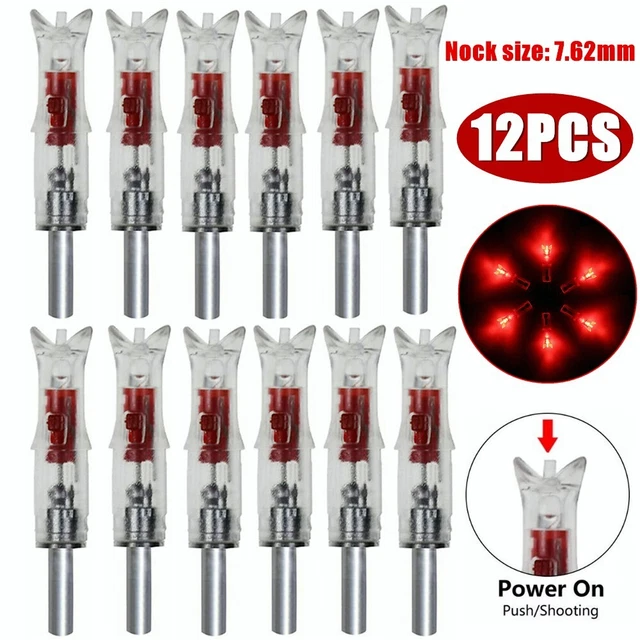 12x Red Lighted Nocks for Bolts 297-302 Crossbow Bolts ID 300''/7.62mm Half Moon