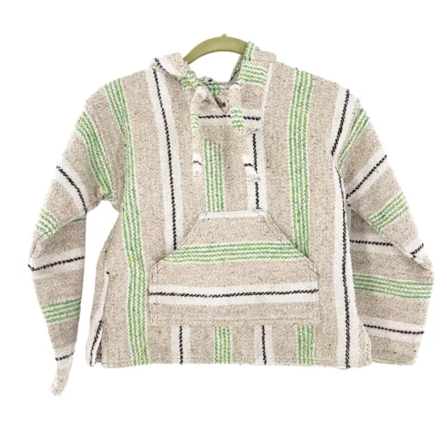 Vtg Earth Ragz Kids Rug Hoodie Grunge Baja Sweater X-LARGE Mexico Poncho Youth