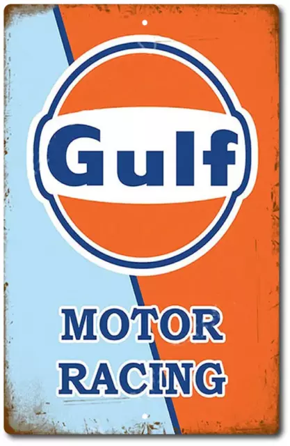 Gulf Sign Oil Tin Metal Gas Garage  Motor Wall Retro Gasoline GULF Decor