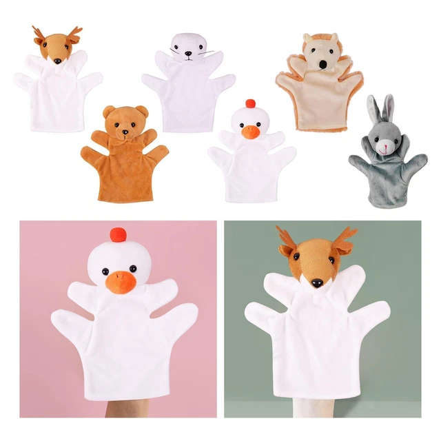 Jeux Imagination Enfants BETTERLINE - Lot De 5 Animaux (ferme, Safari, Zoo) - Bouche Mobile - Peluche Douce - 24 Cm Marionnettes à Main