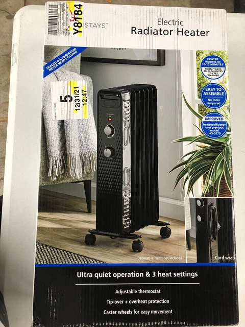 MAINSTAYS, OIL FILLED, Electric Radiant Space Heater, Black, #HO-0270B,  Radiator $30.00 - PicClick