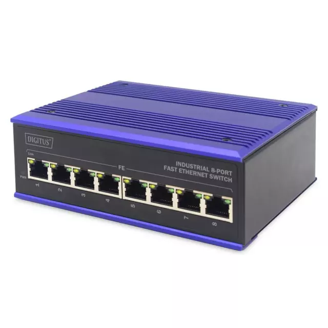 DIGITUS Industrial 8-Port Fast Ethernet Switch Unmanaged DIN rail