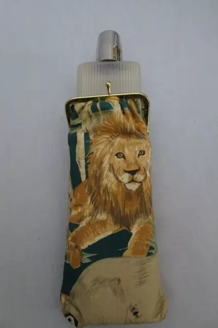 Vintage HERZ PRODUCT Ladies Womens German Flask with Kisslock Cover Case LION