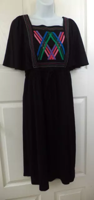 Vintage Jonathan Logan Black Rib Texture Tunic Dress Women's Size S