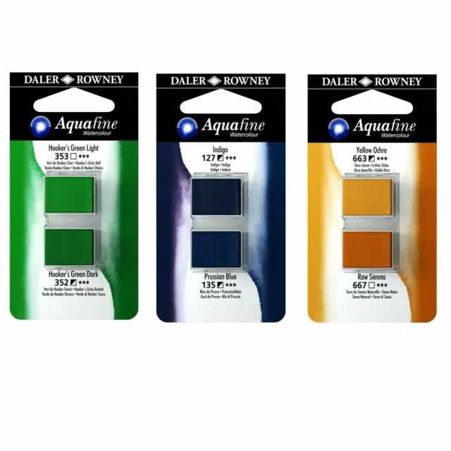 Daler Rowney Aquafine Watercolour Half Pans Twin Pack