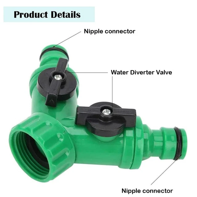 2Pcs Hose Pipe Valve Splitter Quick Connector Adaptor Y-shaped Garden Tap 2 Way 3
