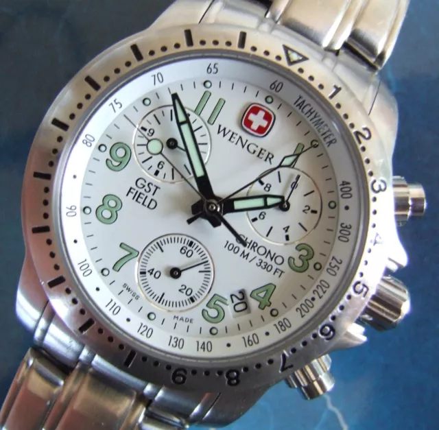 ULTRA RARE MENS WENGER GST FIELD Swiss Army CHRONOGRAPH 27J Chrono FULL SET EXC 688.00 PicClick