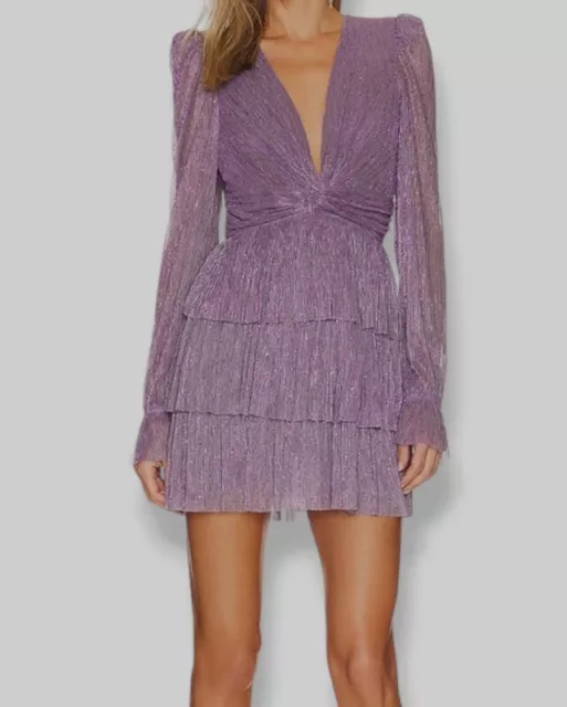 $330 Sabina Musayev Women's Purple Sequin Mini Dress Size S