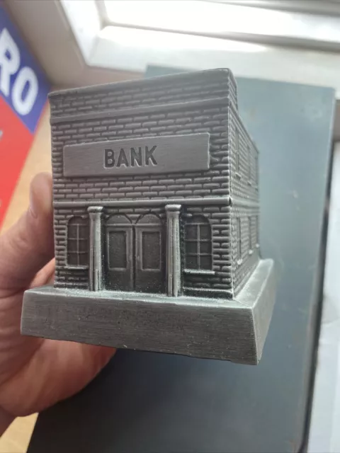 Banthrico Piggy Bank Vintage Building Paperweight Patina Gift Collector NO KEY