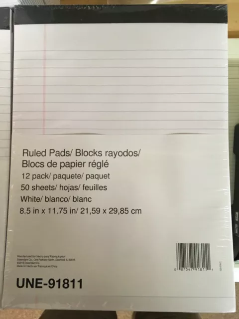 6 x Writing Letter Sized Legal Pads 50 Sheet/pads 8-1/2" x 11-3/4 White NEW