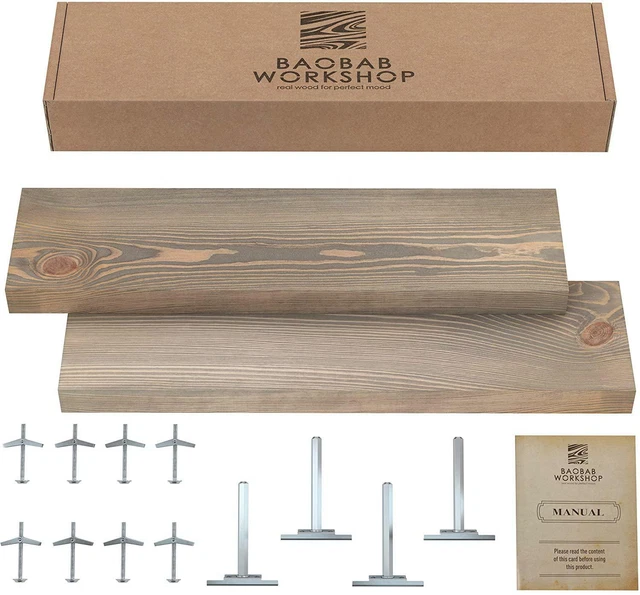Reclaimed Wood Floating Shelves Set of 2 - Rustic Floating Shelves 24 inch - Wid