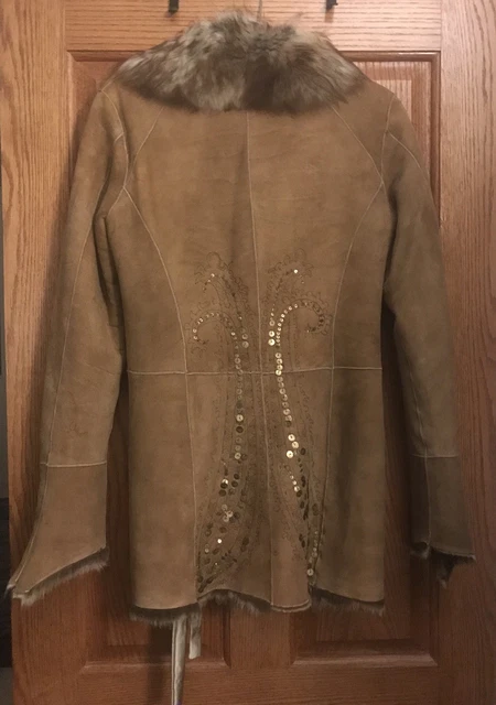Vintage Knight Nigel Preston Soft Warm Shearling Coat Sequin Detail RARE Small Vintage Knight Nigel Preston Soft Warm Shearling Coat Sequin Detail RARE Small