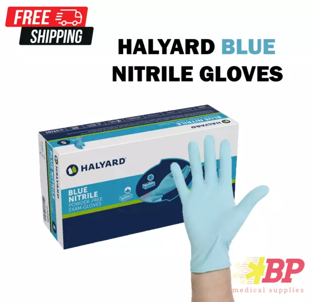 HALYARD BLUE NITRILE Exam Gloves Powder-Free Multi Size - 100CT Gloves