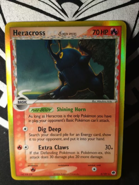 Carte Pokemon - Heracross 3/101 - Rare Holo - Ex Ile des Dragons - ENGLISH