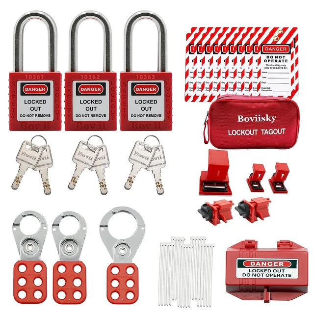 Boviisky Electrical Lockout Tagout Kit Comes with Padlock, hasp, Circuit Breaker