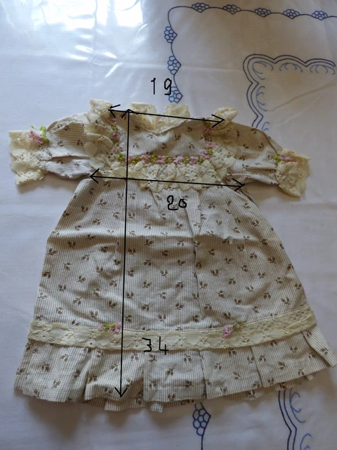 Reproduction ancienne de robe, chapeau, caleçon, tenue de sac à main pour poupée de 6 po. - France