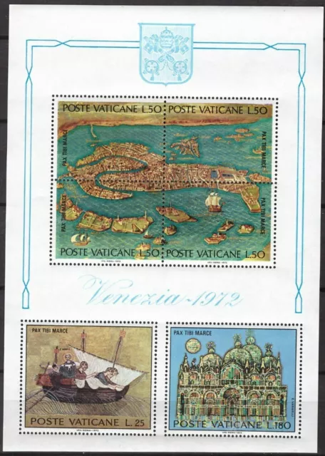 Vaticano 1972, foglietto "Salviamo Venezia" nuovo, piena gomma originale (MNH**)