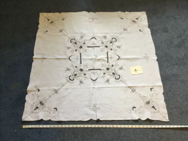 1 Machine Embroidered Vintage Tablecloth, 40 in x 40 in,  (4)