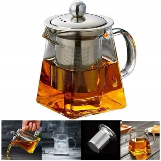 Heat Resistant Glass Teapot with Stainless Strainer Filter Infuser Tea Pot AUS