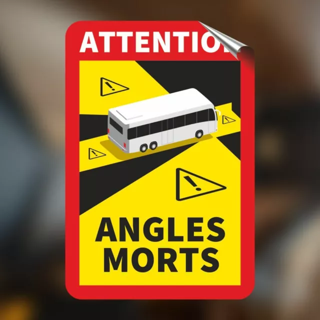 Aufkleber Toter Winkel für BUS/Wohnmobil, Pflicht in Frankreich, Angles Morts