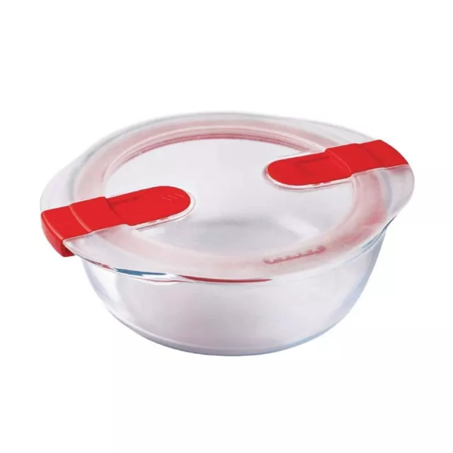 Pyrex Cook and Heat Round Dish with Airtight Lid Seal Steam Vents 1000ml  New