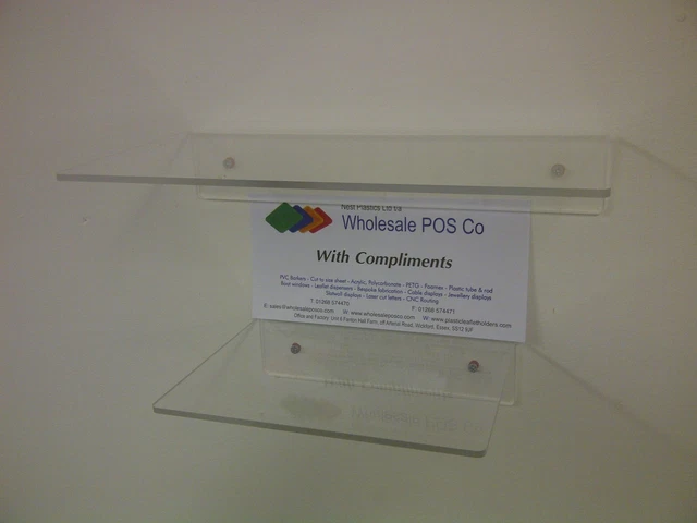Clear Acrylic Perspex® Shelving For The Home Office Retail Leisure 200-300mm