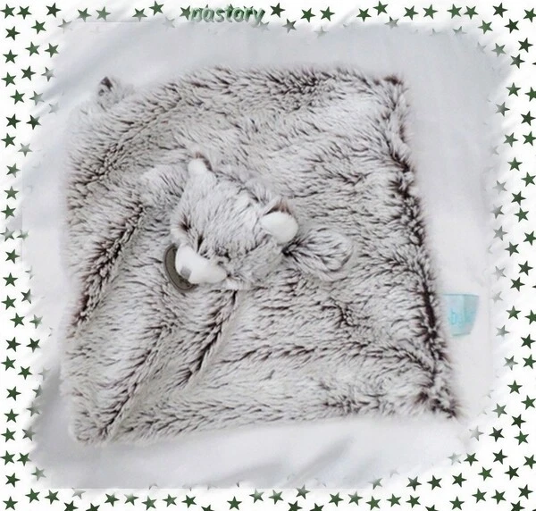 Doudou Peluche Plat Carré Ours Les Flocons Marron Brun Chiné Blanc BabyNat'