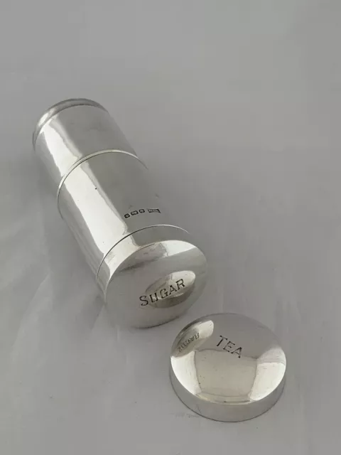 Sterling Silver Tea Caddy Tube 1917 Sheffield WALKER & HALL Antique TEA & SUGAR