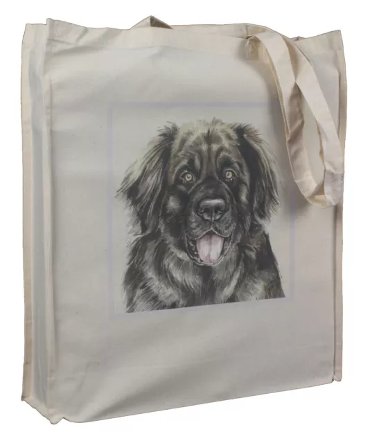 Newfoundland Dog Cotton Bag Gusset & Long Handles WaggyDogz Design Perfect Gift