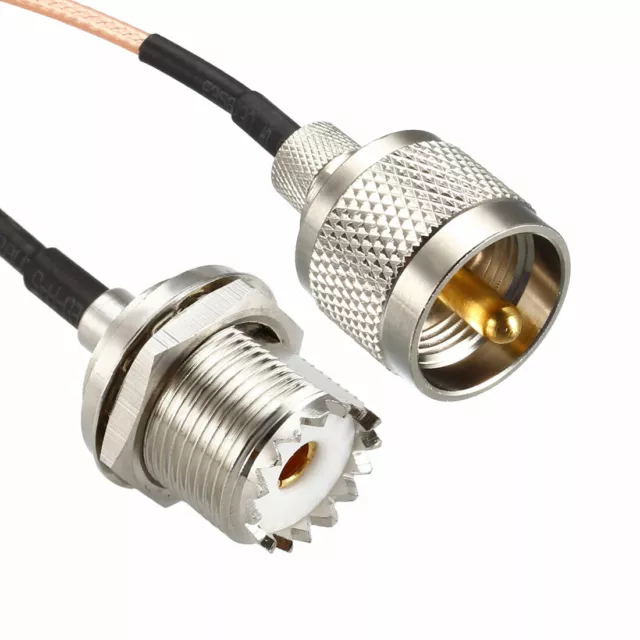 UHF PL-259 Mâle à UHF SO-239 Femelle Cloison RG316 Coaxial Câble 0.5 pieds 3