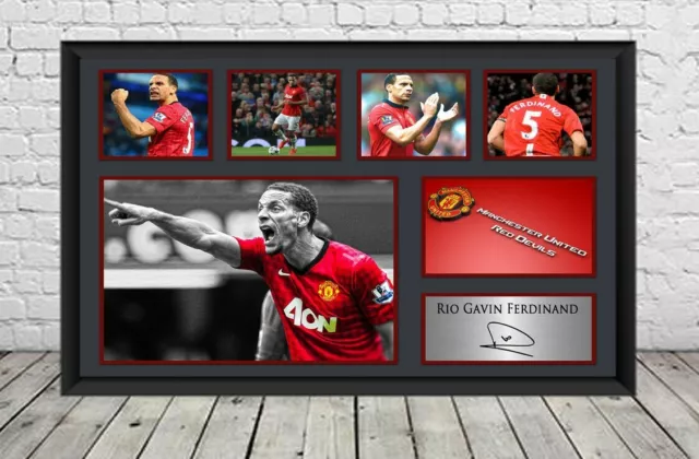 Rio Ferdinand Signed Photo Manchester United Poster Football Memorabilia