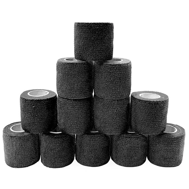 12 StüCk Schwarze Elastische Selbstklebende Binde 5 Cm Sportfeste Elastisch C1D2
