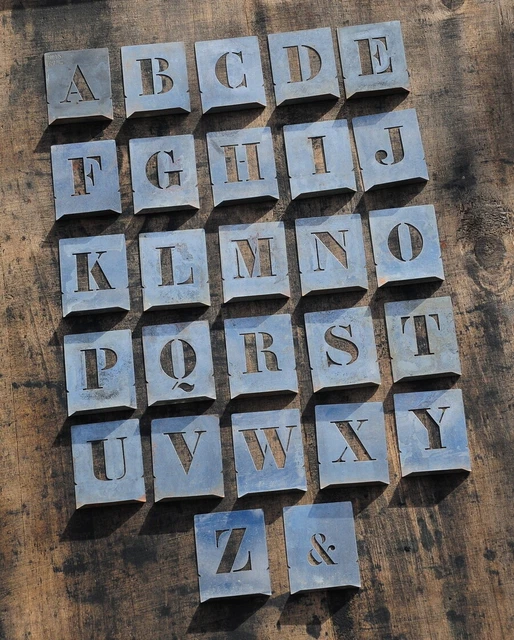 A-Z Schablonen ZinkAlphabet Vintage Retro Lettern Buchstaben Metall Shabby-chic