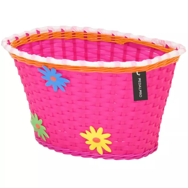 Pink Flower Floral Bicycle Front Basket Childs/Childrens/Kids For Bike/Cycle