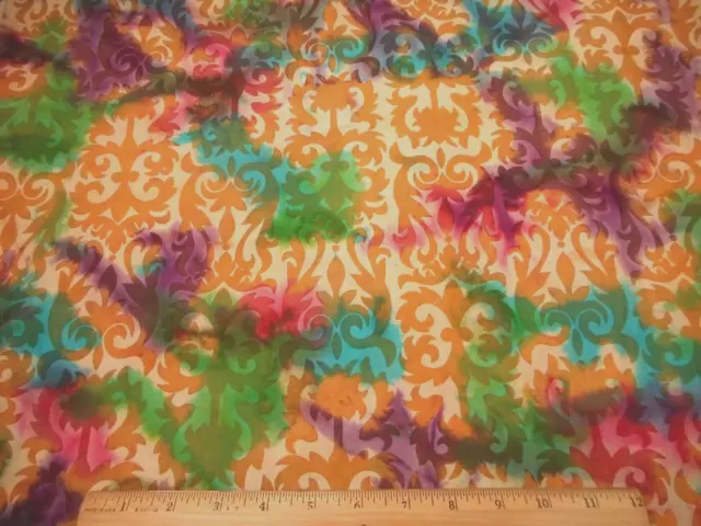 QUILTER'S BATIK 45” Fabric by the yard Cotton Purple Blue Green Floral  Crisp NEW