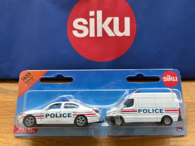 Siku 1655 Polizei-Set BMW 545i und Transporter Auslandsmodell POLICE OVP