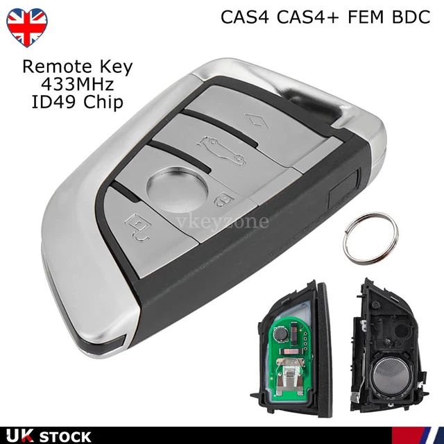 Aftermarket 3-Button Smart Keyless Fob Case/Shell For BMW 1-7 Series, X3, X4, Etc. (Black)