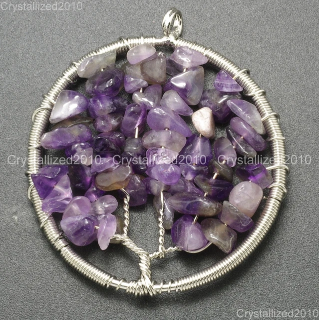 Natural Gemstone Reiki Chakra Chip Beads Tree of Life Healing Pendant Charm 2