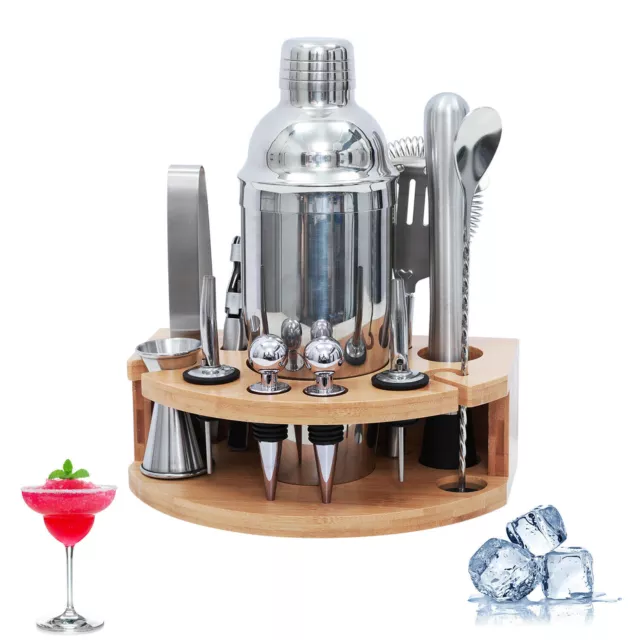 12er Set Edelstahl Cocktail Shaker Barkeeper Kit Mixer Zubehör mit Ständer